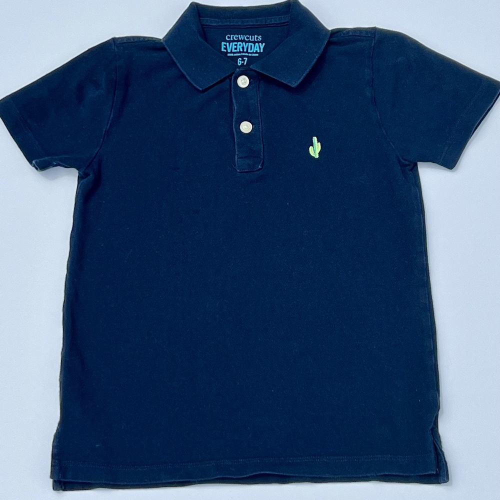 Crewcuts J Crew Critter Polo, Size 6-7, Navy Blue with Cactus